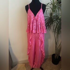 BNWT Surf Gypsy pink Metallic boho pant and top set M